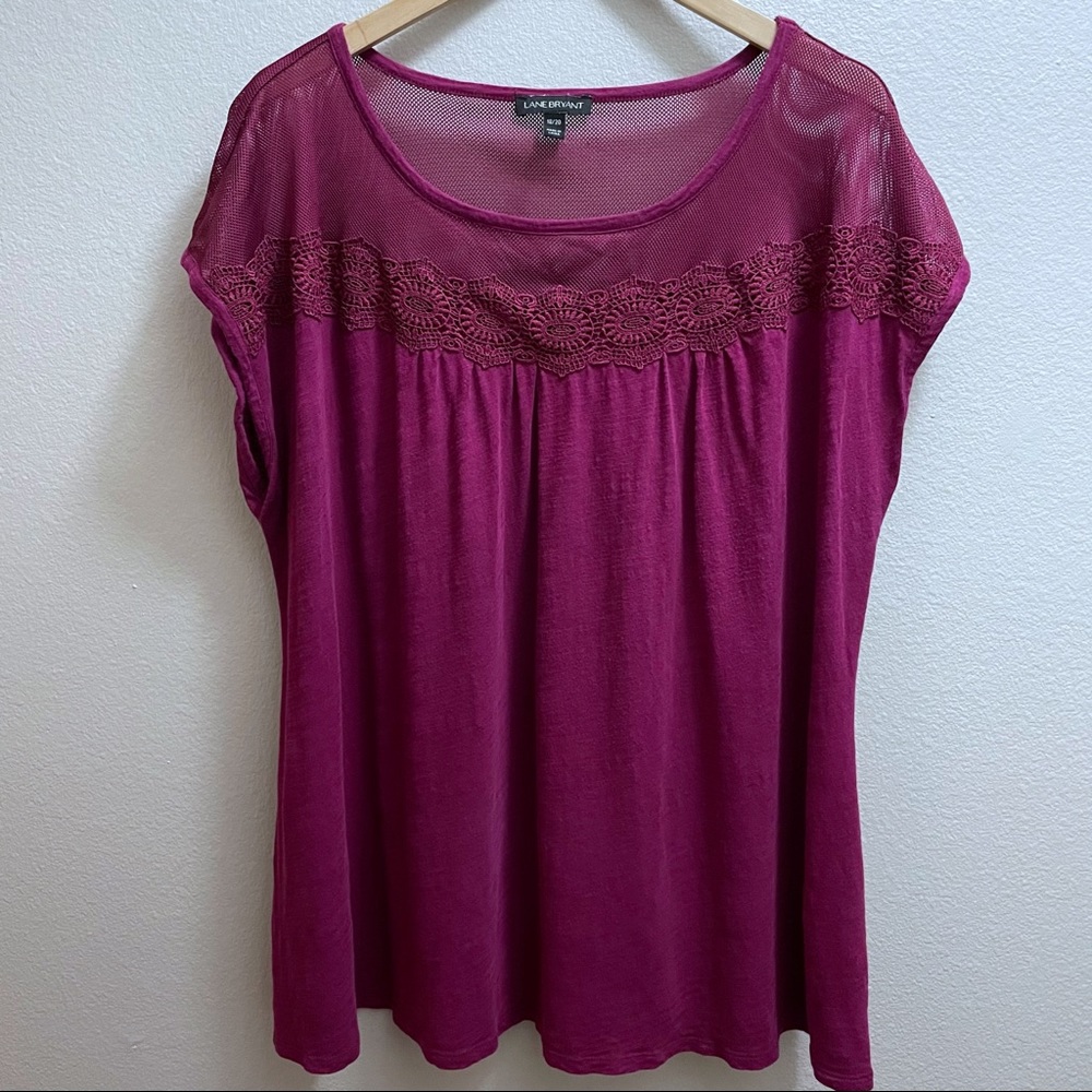 Lane Bryant 18/20 Magenta Blouse with Lace